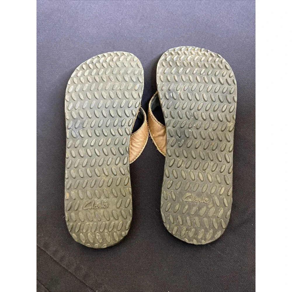 Clarks Womens  Sandals 9M Flip Flops 72162 Leather Upper  Brown Vacation